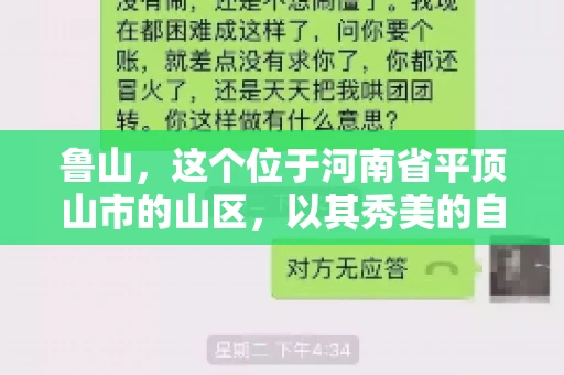 鲁山,这个位于河南省平顶山市的山区,以其秀美的自然风光和丰富的矿产资源而闻名。然而,在商业活动中,难免会遇到一些欠款问题。那么,鲁山有没有要账公司呢?今天,我们就来聊聊这个话题。 鲁山,这个位于河南省平顶山市的山区,以其秀美的自然风光和丰富的矿产资源而闻名。然而,在商业活动中,难免会遇到一些欠款问题。那么,鲁山有没有要账公司呢?今天,我们就来聊聊这个话题。