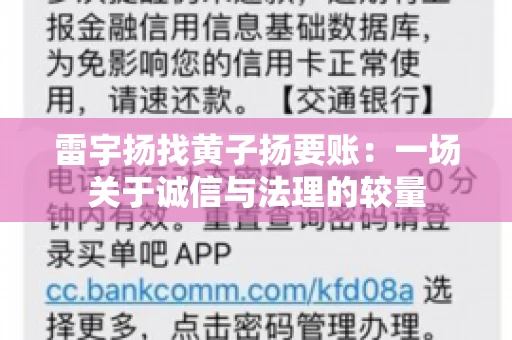 雷宇扬找黄子扬要账：一场关于诚信与法理的较量