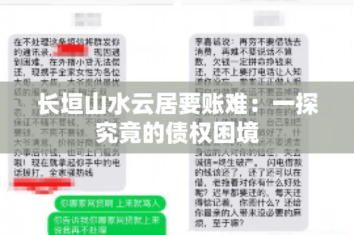 长垣山水云居要账难：一探究竟的债权困境