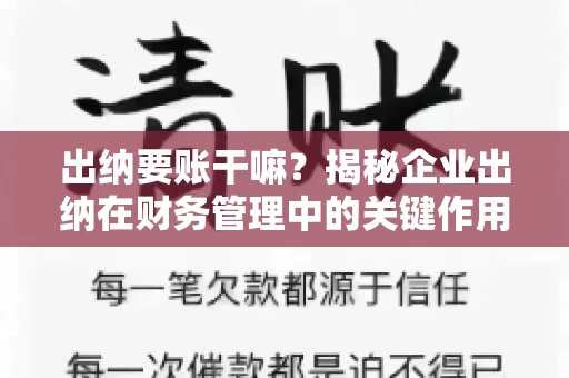 出纳要账干嘛？揭秘企业出纳在财务管理中的关键作用